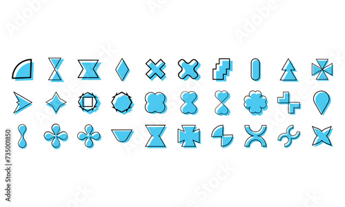 Set Of Abstract Geometric With Line Stroke Vector Basic Shapes