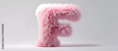 letter F made from a faux pink fur ball