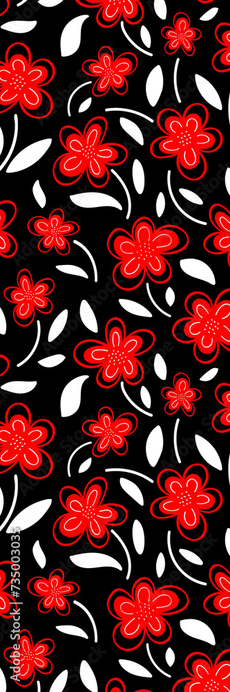 Black blue spring flowers pattern bookmark Black blue spring flowers pattern bookmark