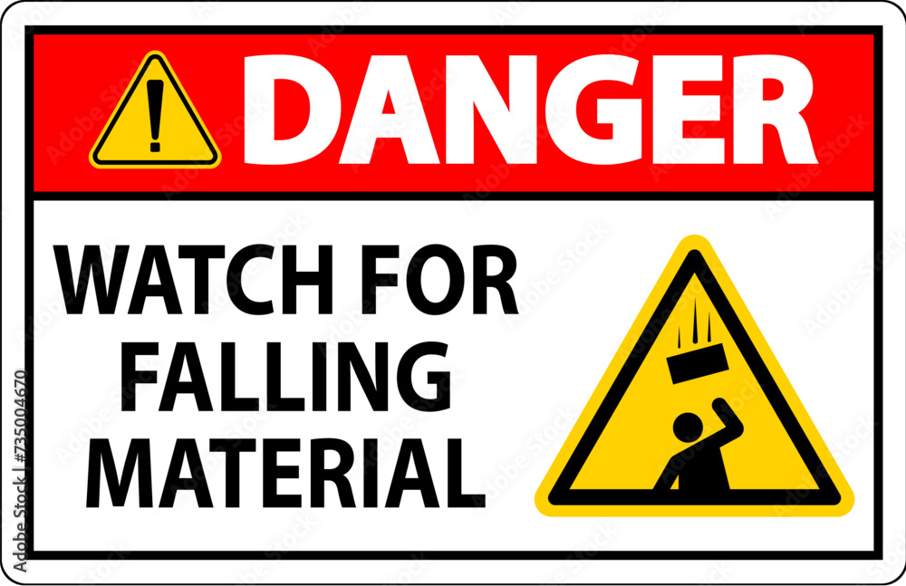 Obraz premium Danger Sign, Watch For Falling Material