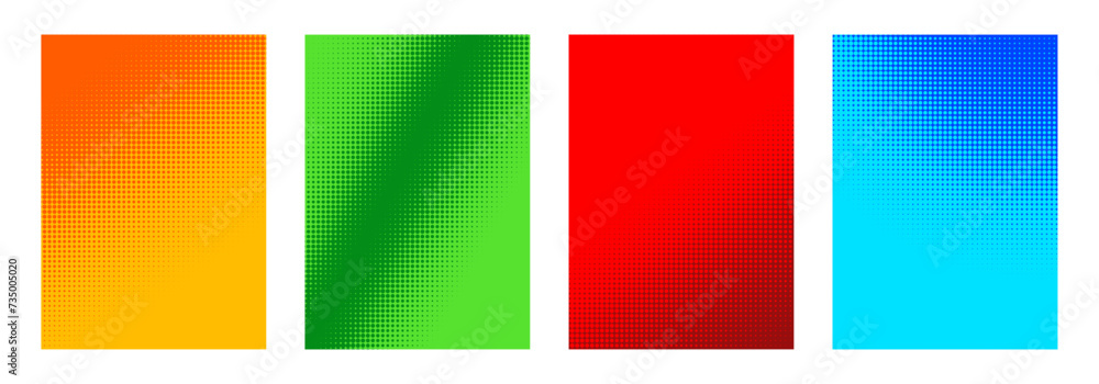 Set of colorful halftone pattern. poster backgrounds. Vector illustration