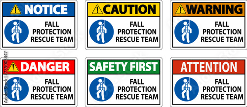 Hard Hat Decals, Danger Fall Protection Rescue Team