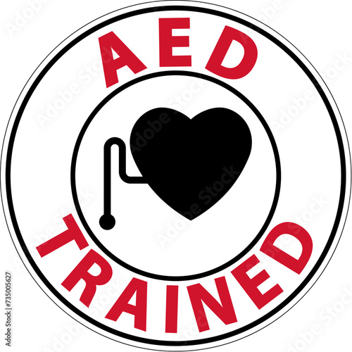 Emergency AED Trained Sign, Heart with AED