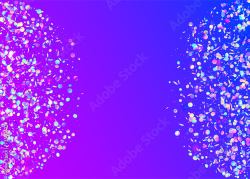 Fototapeta Naklejka Na Ścianę i Meble -  Iridescent Effect. Digital Dust. Purple Laser Serpentine. Light Texture. Disco Colourful Cristals. Falling Design. Party Paper. Transparent Background. Pink Iridescent Effect