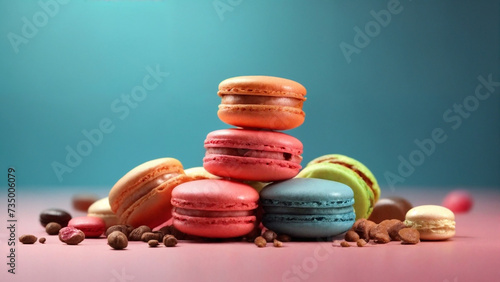 sweet macarons on a bright background