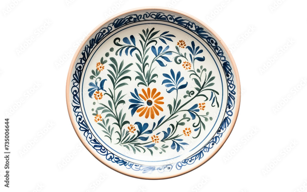 Classic French Country Plate Isolated on Transparent Background PNG.