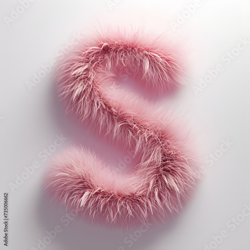 letter Z made from a faux pink fur ball