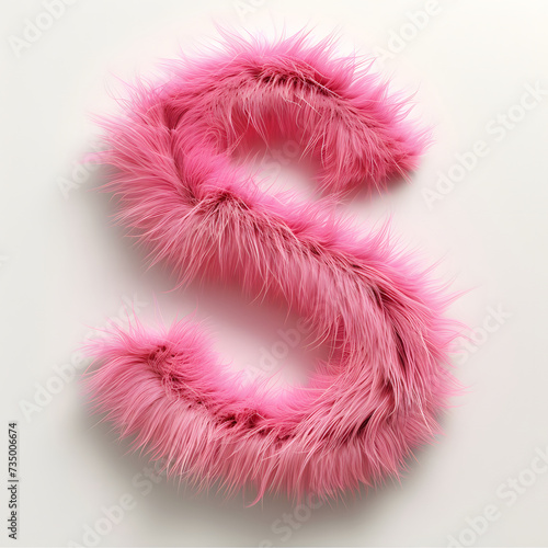 letter s made from a faux pink fur ball