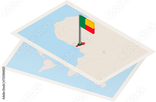 Benin map and flag