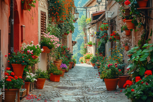 Enchanting European Village: A Picturesque Journey through Ancient Italian Streets © VICHIZH