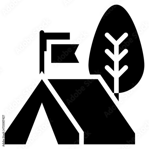 location campground outdoor tent camping solid glyph