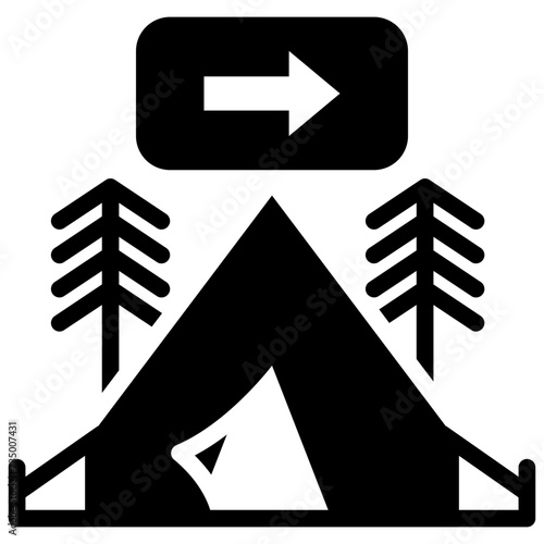 location campground camping tent travel solid glyph