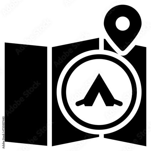 map gps location tent camping campground solid glyph