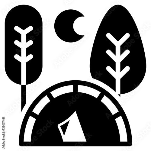 outdoor tent campground camping solid glyph