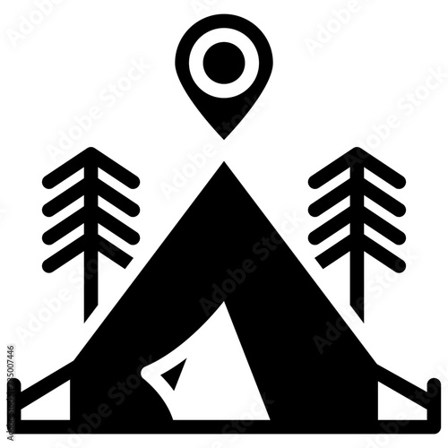 pin gps location camping campground tent solid glyph