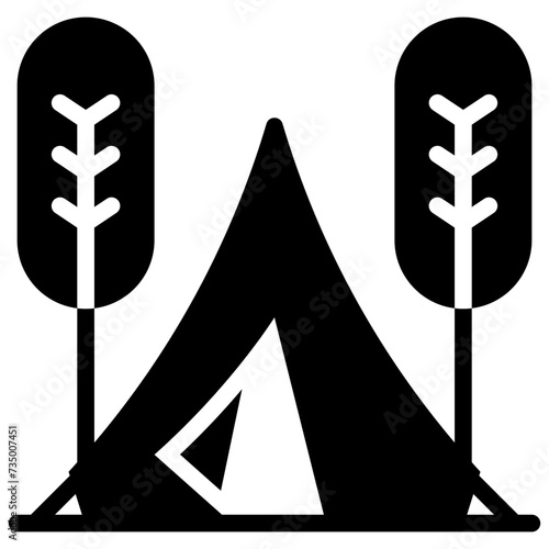 tent camping campground travel location outdoor solid glyph