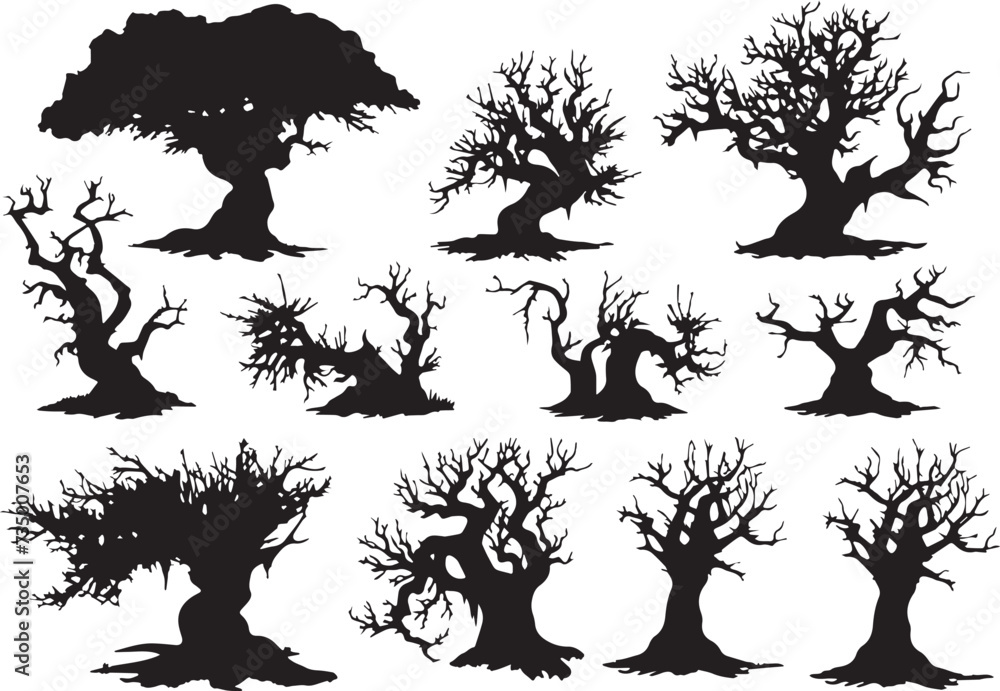 Set Trees. Hand drawn vector illustration Set Trees. Hand drawn vector illustration