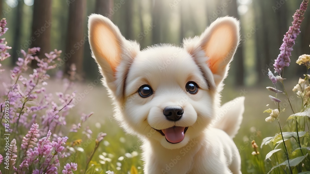 Cute puppy in the garden Cute puppy in the garden