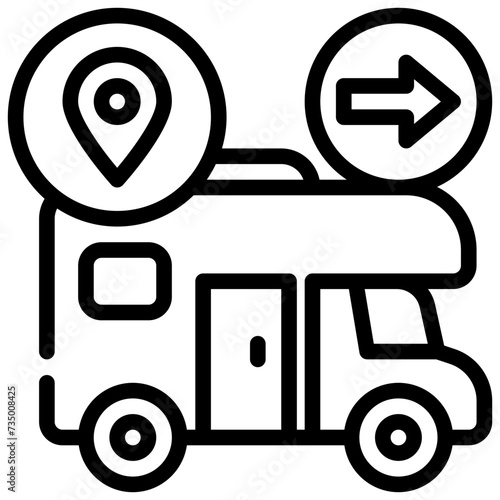 camping campervan caravan vehicle location ground con line.svg simple line