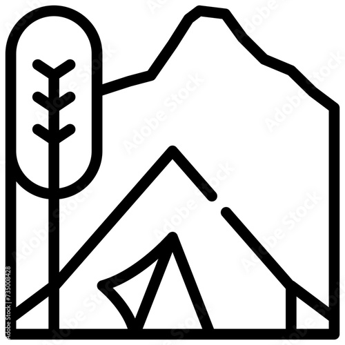 campground tent vacation outdoor camping simple line