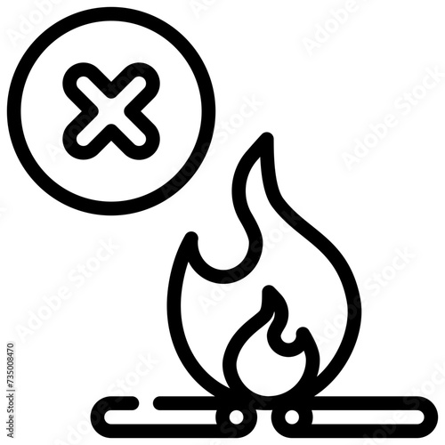 fire flame not prohibit camping simple line