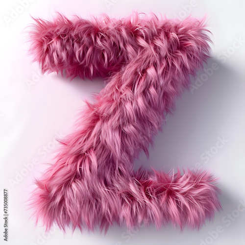 letter Z made from a faux pink fur ball