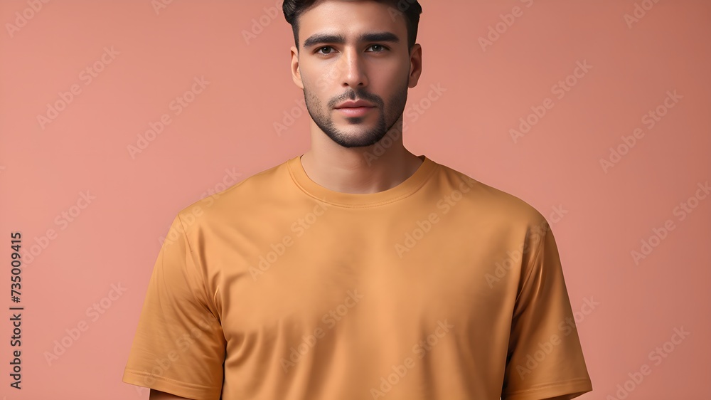 Fototapeta premium A blank butterscotch-colored t-shirt mockup
