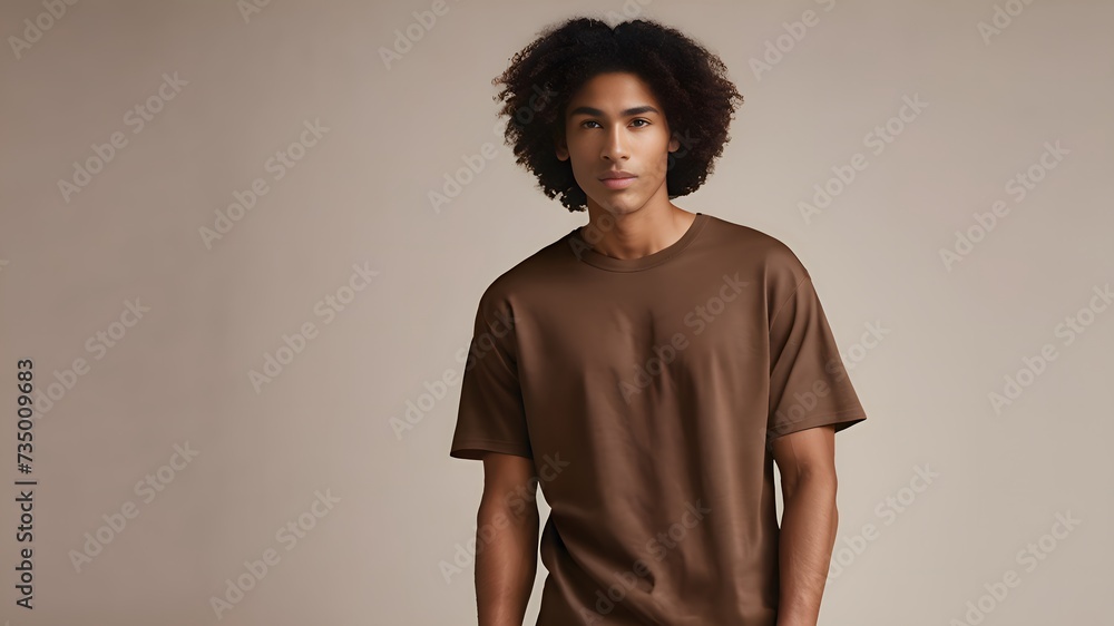 A blank chocolate color t-shirt mockup A blank chocolate color t-shirt mockup