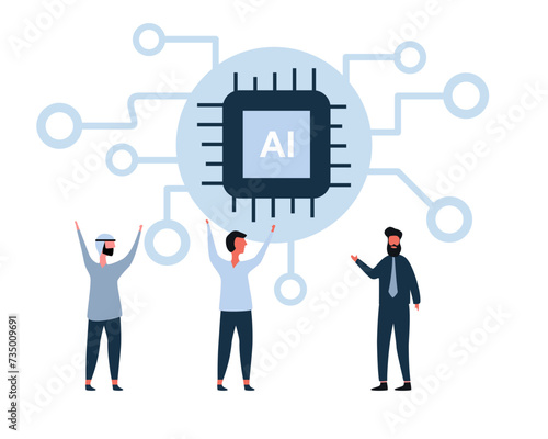 businessman invented AI processing  industry robot factory  Robotic system Artificial intelligence Vector on white background