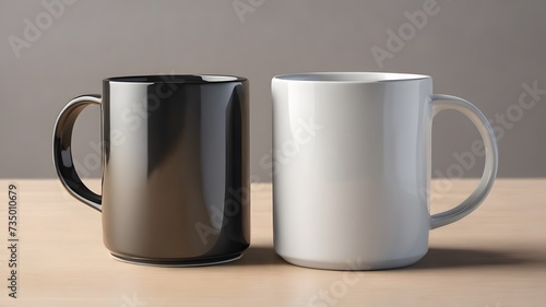 Blank white and black coffee cup mockup
