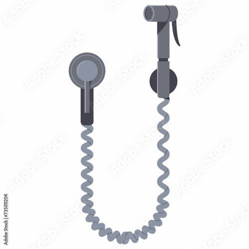 Hygienic shower toilet bidet sprayer vector cartoon illustration isolated on a white background.