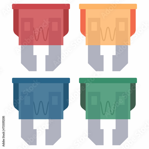Car fuses vector cartoon set isolated on a white background.
