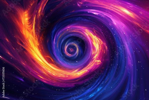 Colorful vortex energy, cosmic spiral waves, multicolor swirls explosion. Abstract futuristic digital background.
