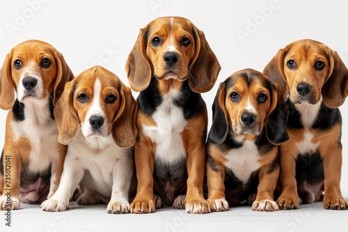 Portrait of a beagle dog on a white background