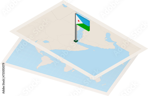 Djibouti map and flag photo