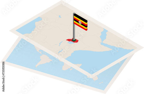 Uganda map and flag