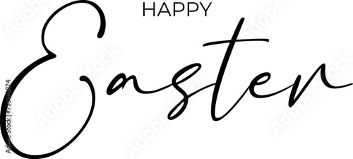 Handwritten "Happy Easter" on a transparent background. Vector Easter card for your design. Vector EPS 10