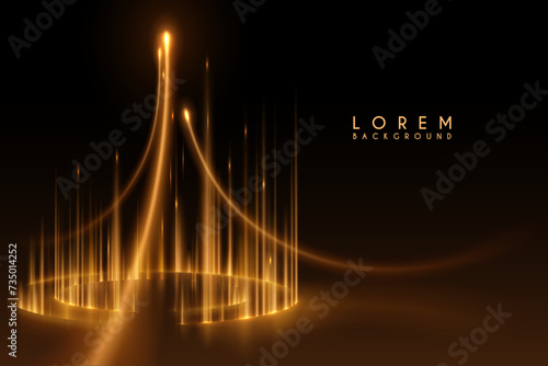 Abstract golden light effects on black background