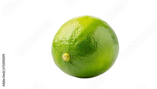 Lime with leaves isolated on a transparent background.