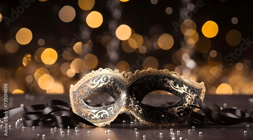 Image of elegant mask over bokeh lights background.