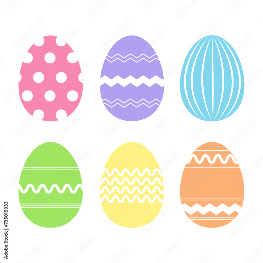 Set of colorful Easter eggs with geometric patterns in flat style. Vector illustration Set of colorful Easter eggs with geometric patterns in flat style. Vector illustration