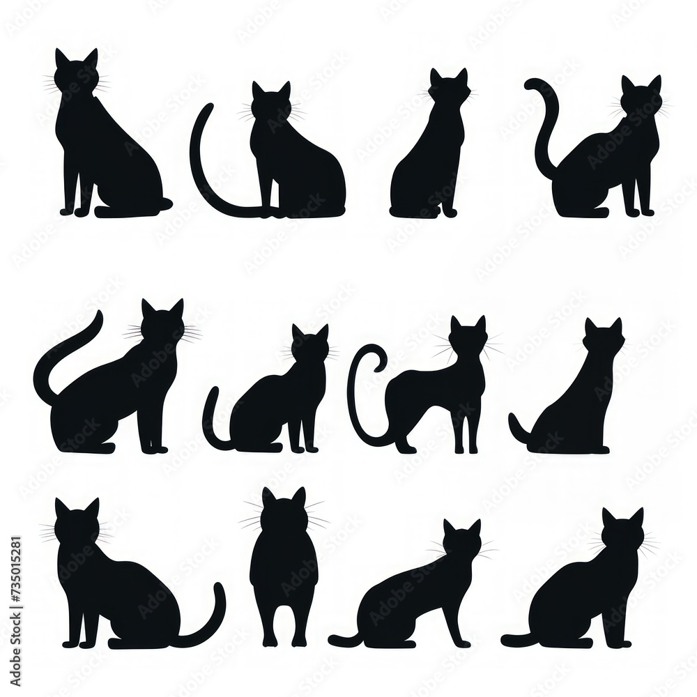 A delightful collection of black cat silhouettes