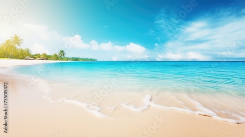 Tropical beach with sand  summer holiday background