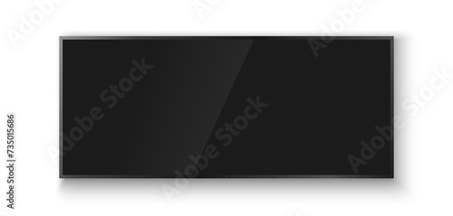 Realistic TV screen PNG. Modern stylish LED LCD panel. Large computer monitor display mockup. Blank TV template. Vector illustration of a plasma TV monitor on a transparent background.