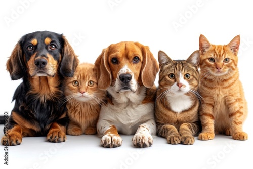 Friendly Portrait of dogs and cats on a white background © Александр Лобач