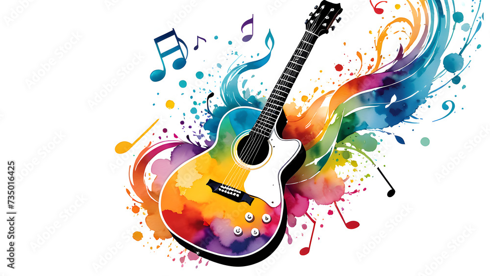 abstract music background with guitar