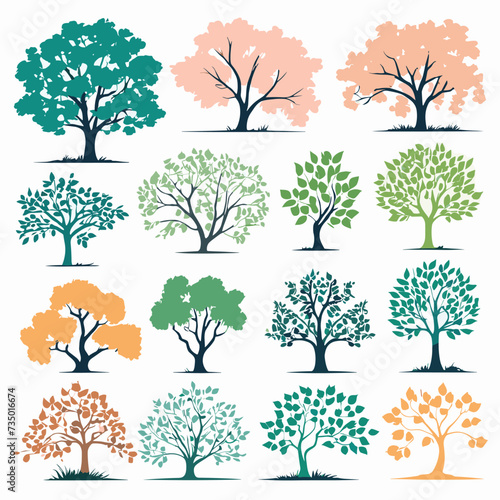 Tree silhouette collection vector illustration photo