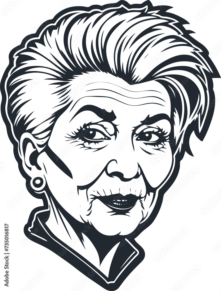 Old punk lady, old punk woman, vector illustration Old punk lady, old punk woman, vector illustration