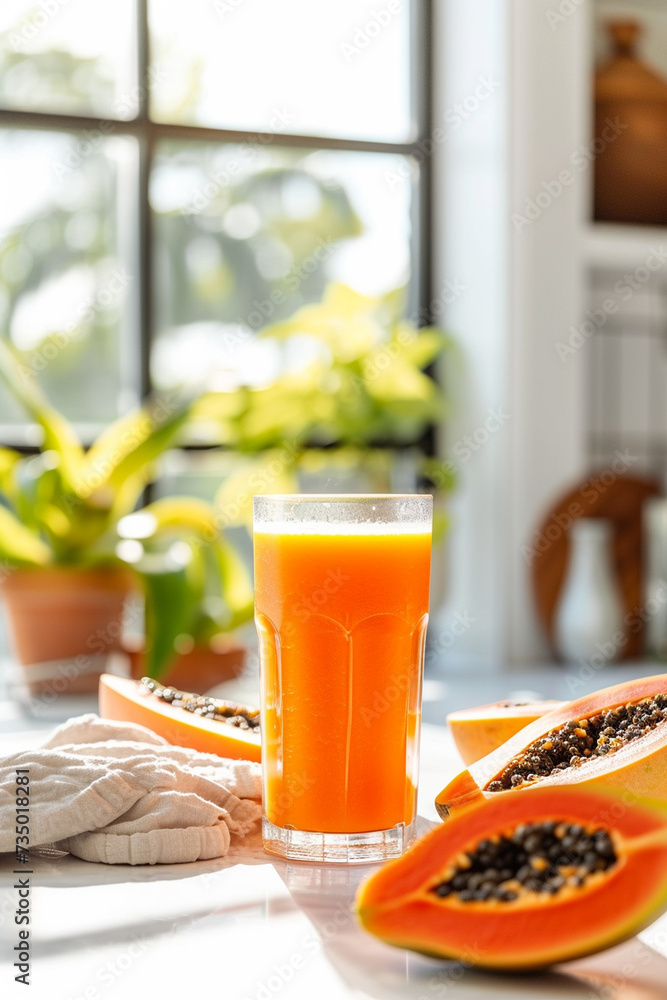 delicious healthy papaya juice close-up delicious healthy papaya juice close-up