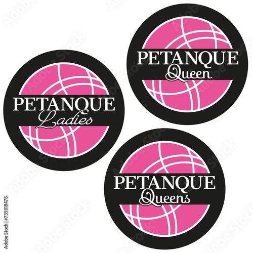 Petanque and boule logo icon pictogram with a boule ball for ladies and queens